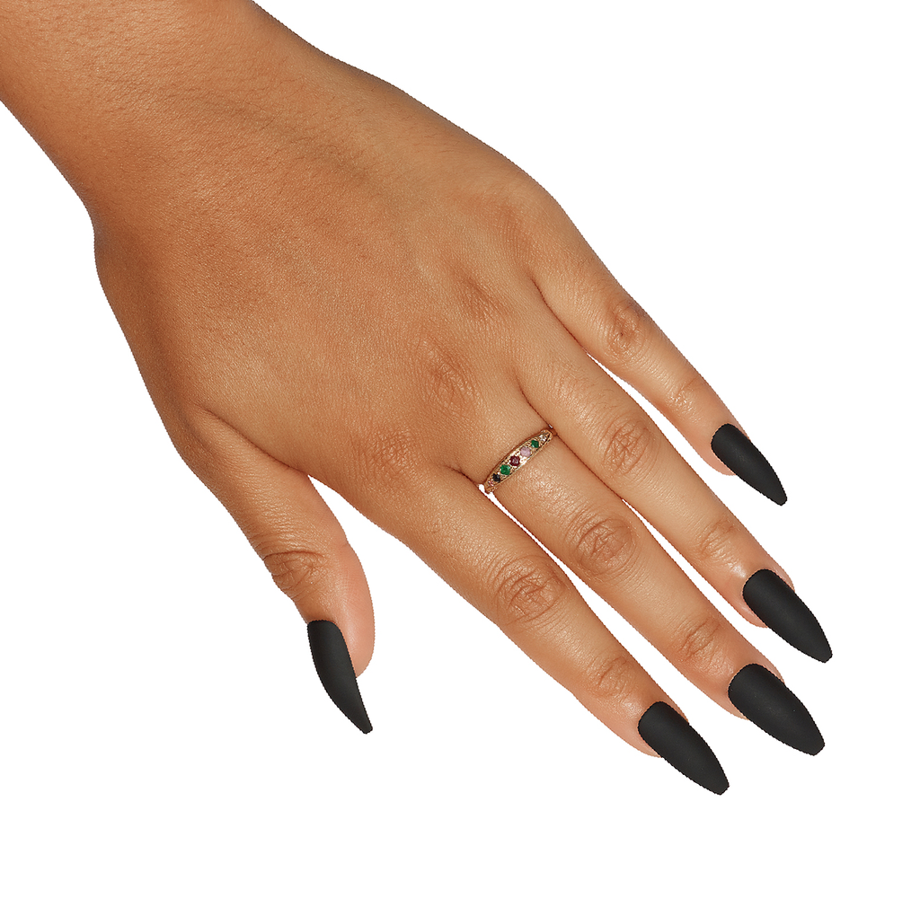 Tres She Instant Acrylic matte black press on nails in long tapered ballerina shape