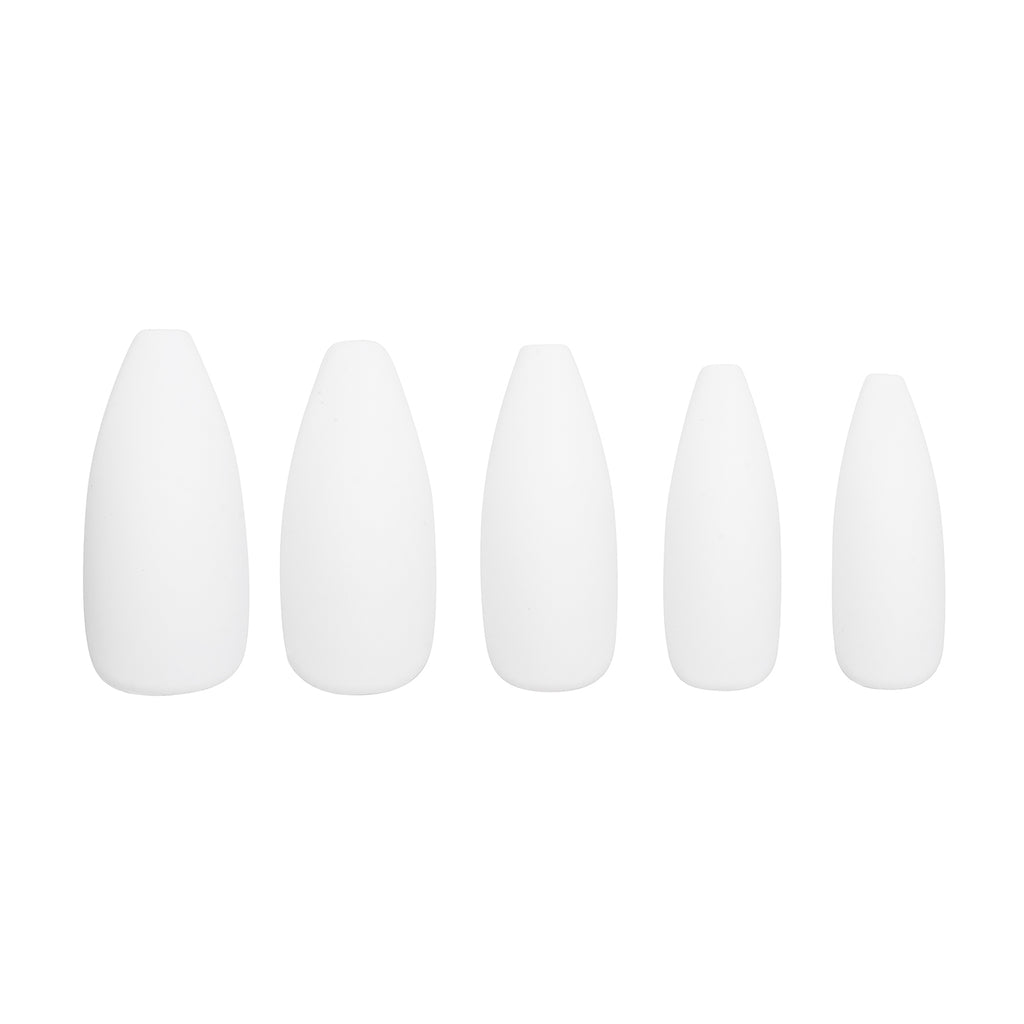 Tres She instant acrylic press on nails in matte white tapered ballerina shape